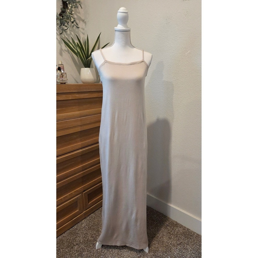 Bleusalt Malibu Maxi Dress Spaghetti Strap Minimalist Beige Size 2 Medium